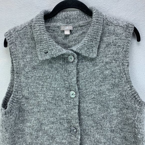 J Jill Sweater Womens Large Gray Vest Button Up Wool Alpaca Blend Sleeveless - Picture 2 of 13